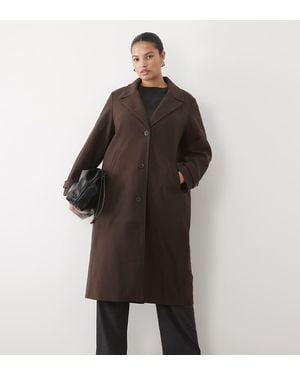 Vila Curve Formal Maxi Coat - Brown