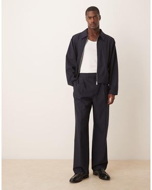 ASOS Pantalones De Vestir Sin Cierres De Corte Ancho Con Raya Diplomática Y Cinturilla Elástica De (Parte De Un Conjunto) - Negro