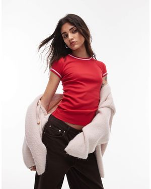 TOPSHOP Contrast Everyday Tee - Red