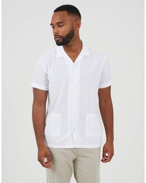 Brave Soul Revere Collar Patch Pocket Short Sleeve Shirt - White