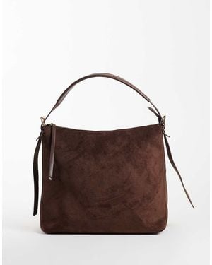 New Look Bolso Tote De Ante Sintético En Oscuro - Marrón