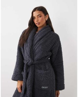 DKNY Long Sherpa Robe - Blue