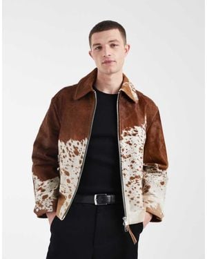 AllSaints Garrison Zip Up Leather Jacket - Brown