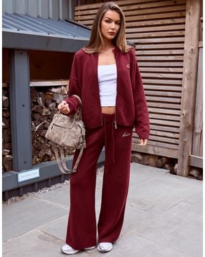 Kaiia Knitted Embroide Logo Detail Wide Leg Trouser Co-ord - Purple