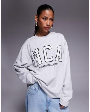 ASOS Weekend Collective Icon Oversized Long Sleeve T-shirt With Wca Graphic - Gray