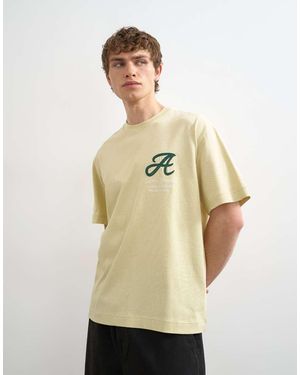 TOPMAN T-Shirt Comoda Giallo Slavato Con Ricamo "Amor" - Neutro