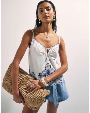 River Island Embroidered Cami Top - White