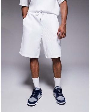 River Island Plisse Bermuda Shorts - White