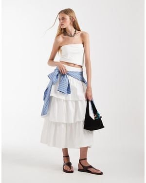 ASOS Tiered Dropped Waist Boho Midi Skirt - Blue