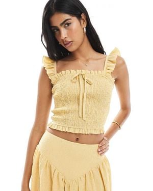 Daisy Street Shirred Top - Yellow