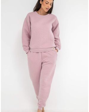 Pour Moi Quilted Lounge Sweatshirt And Jogger Co-Ord Set - Pink
