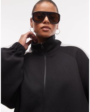 ASOS Asos design curve oberteil im track-style mit einsätzen aus em und grauem scuba-material - Schwarz