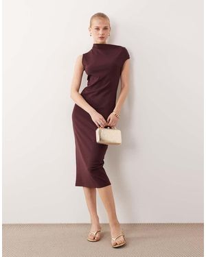 Mango Vestido Midi Asimétrico De Manga Corta De - Rosa