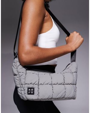 4505 Quilted Woven Sling Bag With Inner Zip Pocket - Gray