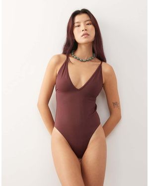 Weekday Badpak Met Diepe Hals - Paars