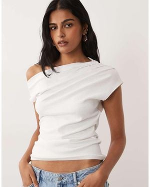 Mango Cotton Mix Asymmetric T-Shirt - White