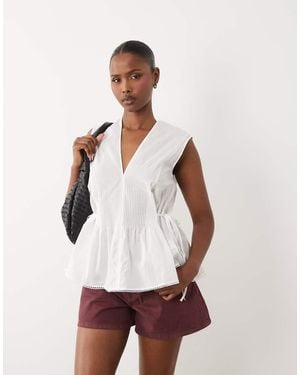 ARKET Cinched Peplum Sleeveless Top - White