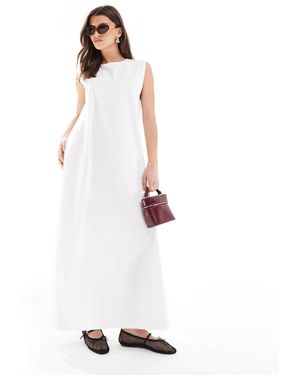 ASOS – trapezförmiges popeline-maxikleid - Weiß