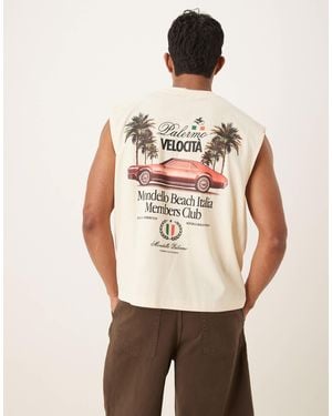 ASOS Boxy Oversized Tank With Car Graphic - White