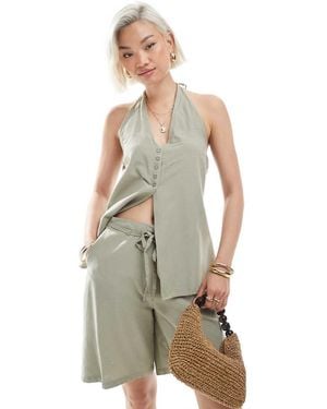 Vero Moda Halter Neck Waistcoat Co-ord - Natural