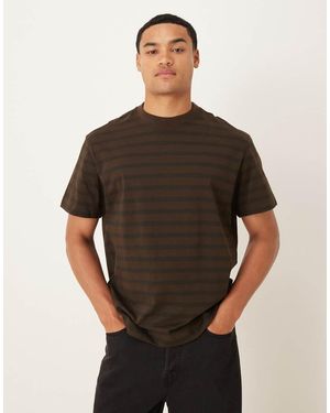 Mango Gestreept T-Shirt - Bruin