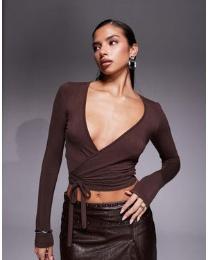 Edikted Malenna Wrap Top - Grey