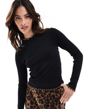 Vero Moda Ribbed Long Sleeve Top - Black