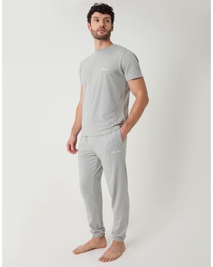 Threadbare Cotton Blend Script Logo Lounge Set - White