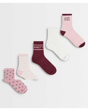 Cotton On 5 Pack Crew Socks - Pink
