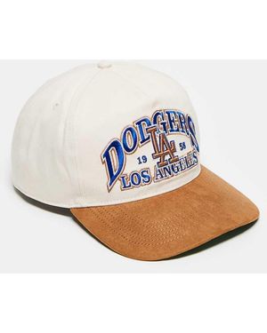 '47 Gorra De Béisbol Blanco Hueso Y Marrón Con Cierre Regulable, Visera De Ante Y Detalle De Los La Dodgers De - Azul