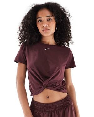 Nike Nike One Training Dri-Fit Twist Front T-Shirt - Brown