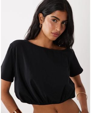 ASOS Off Shoulder Bubble Hem Top - Black