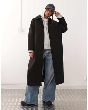 Reclaimed Vintage Oversized Wool Look Dad Coat - Black
