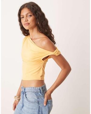 ASOS Top Con Dettaglio Arricciato E Spalla Scoperta - Blu