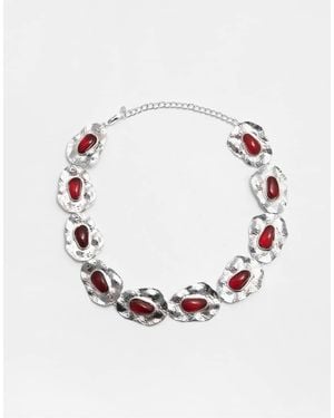 Pull&Bear Choker With Textured Stones - Blue