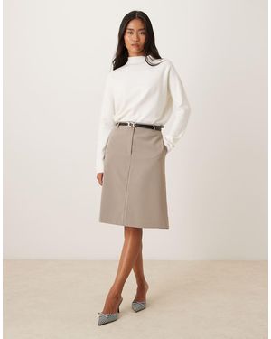 ASOS Tailored 90's Length Midi Skirt - Natural