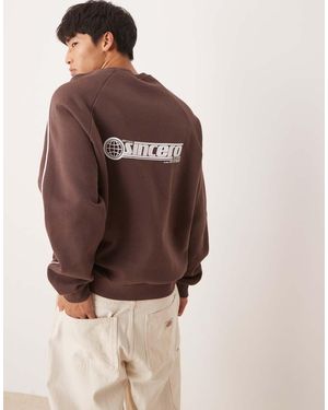 ASOS Oversized Sweatshirt With Sporty Print - Brown