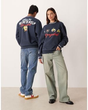 ASOS Relaxed Sweatshirt With Spongebob Prints - Blue