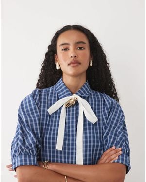 Sister Jane Celeste Exclusive Bow Detail Short Sleeve Mini Dress - Blue
