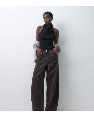Vero Moda Barrel Leg Corduory Trouser - Black