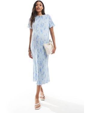 Mama.licious Maternity – plissiertes midikleid - Blau