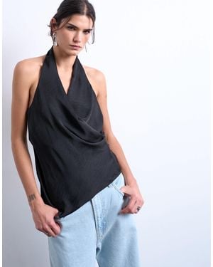 TOPSHOP Satin Halter Top - Blue