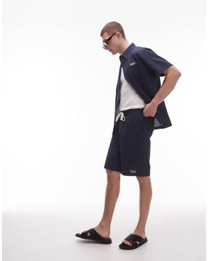 Parlez Bayview Logo Detail Seer Sucker Short Co-ord - Blue