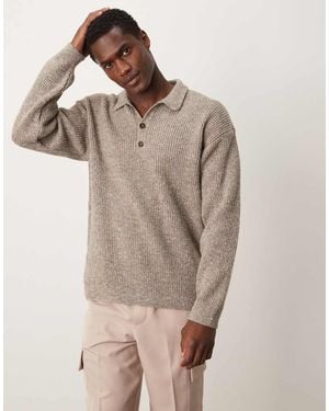 New Look Fisherman Knit Polo - Natural