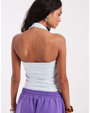 ASOS Double Layer Minimal Halter Neck Top - Purple