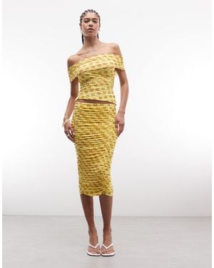 AFRM Noha Ruched Knee Length Skirt - Metallic