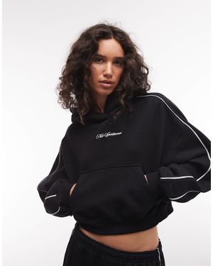 Nike Sweat à capuche court doublé à bords festonnés en molleton mi-épais - Noir