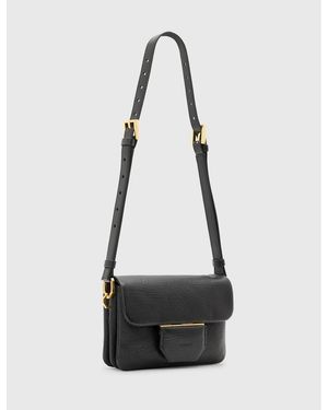 AllSaints Bandolera Negra De Cuero Granulado Jupiter De - Blanco