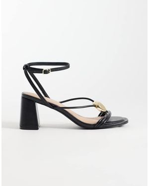 New Look Faux Leather Multistrap Block Heeled Sandals - White
