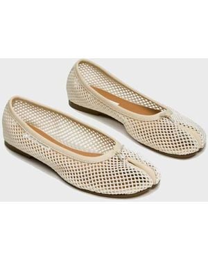 Steve Madden Bailarinas De Punta Partida En Malla Crema-Neutro - Blanco